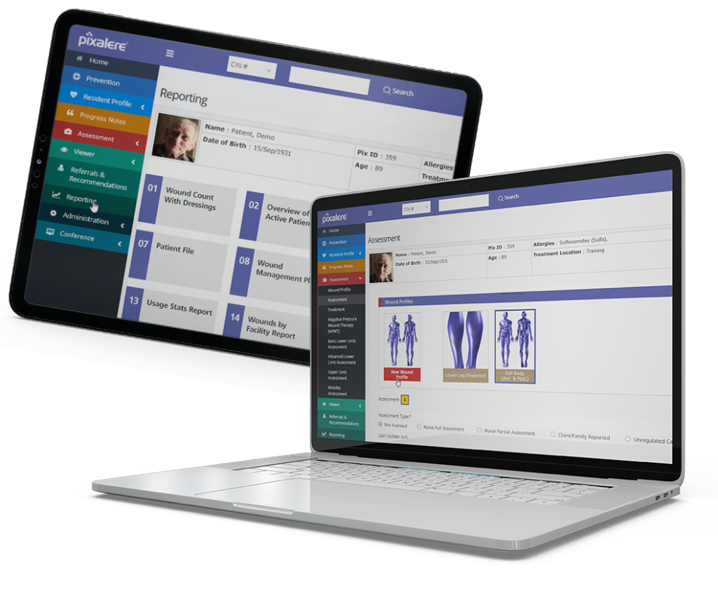 mockup of pixalere on laptop and tablet